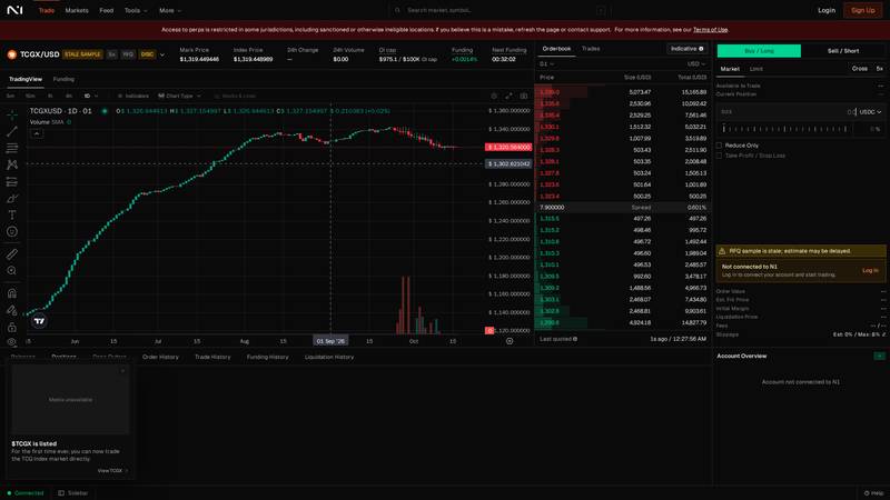 N1 order ticket showing Buy Long Sell Short Market Limit Atomics Cross and 20x controls